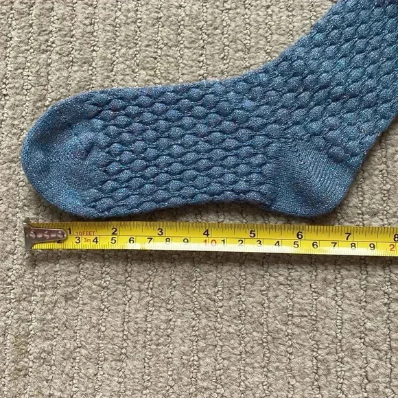 Burlington High Socks/Stockings, blue long over the ankle crew sock size 8 S/M - Picture 5 of 7